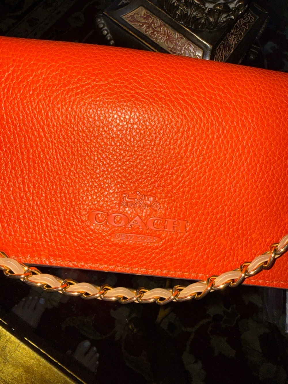 COACH Orange/Red Leather Wallet can be  Crossbody - Picture 4 of 5